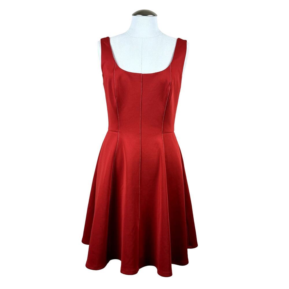 Women's Ted Baker Red Lohanna Fit &‎ Flare Skater Sleeveless Back Zip Dress 2
